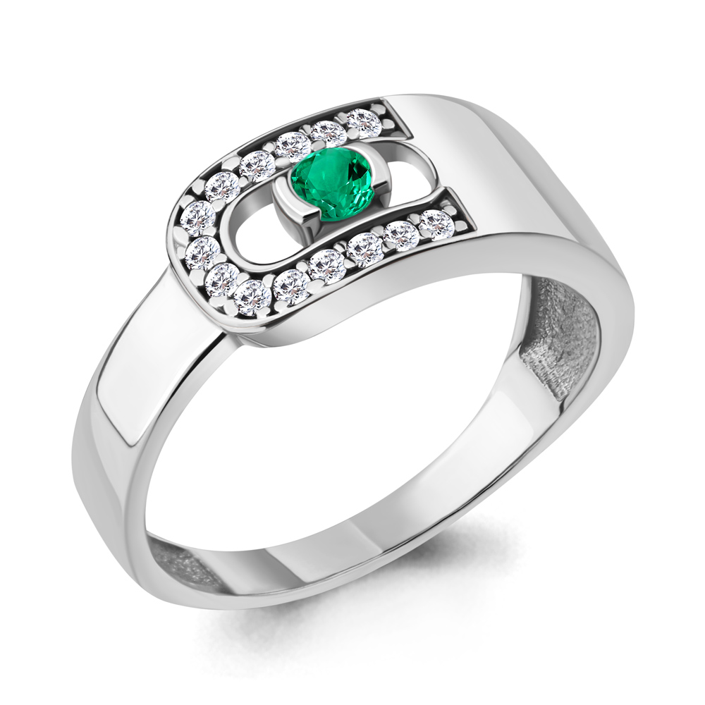 

Кольцо из серебра с изумрудом р. 17 Aquamarine 66645АГ_925_р, 66645АГ_925_р