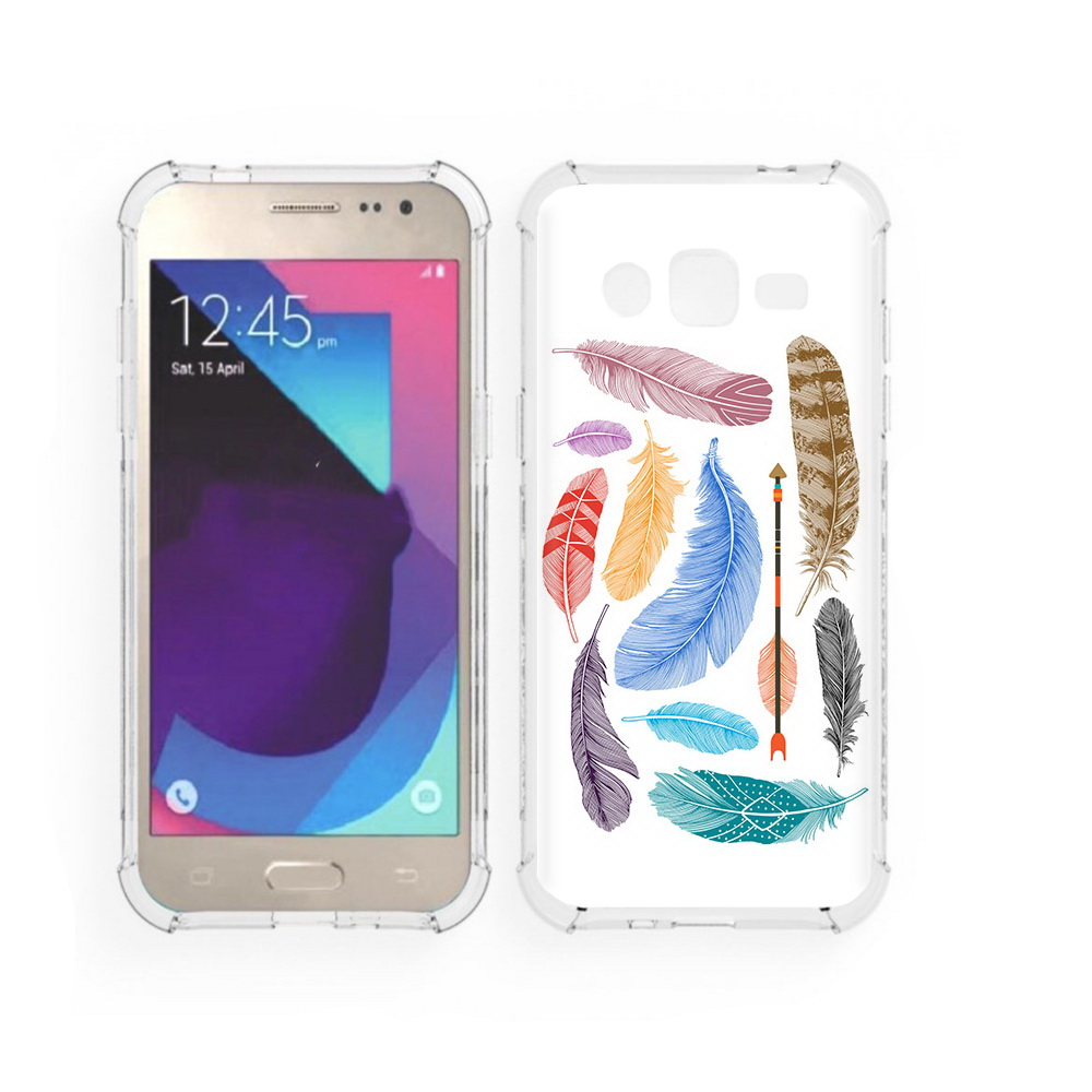 

Чехол MyPads Tocco для Samsung Galaxy J2 разноцветные перья (PT226924.572.572), Прозрачный, Tocco