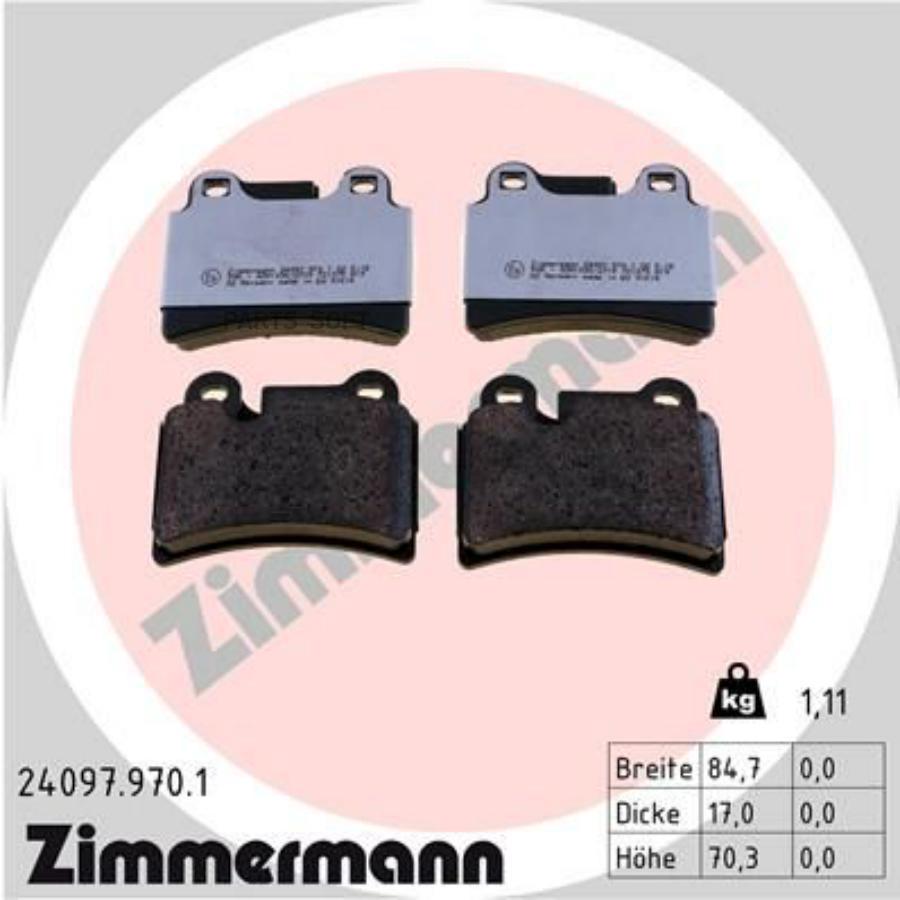 

Колодки тормозные задние VAG ZIMMERMANN 240979701