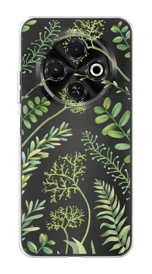 

Чехол на Tecno Spark 30C "Green Leaves", Зеленый;прозрачный, 309250-1