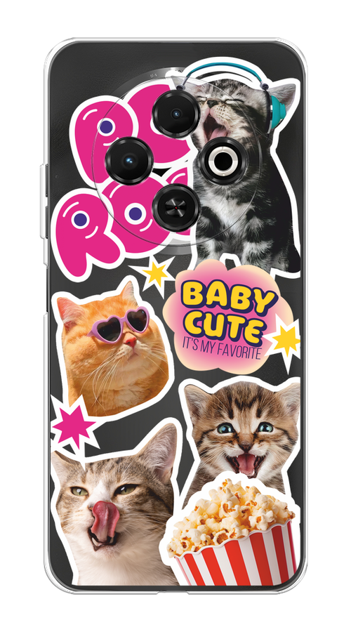 

Чехол на Tecno Spark 30C "Popcorn cats", Серый;коричневый;розовый, 309250-1