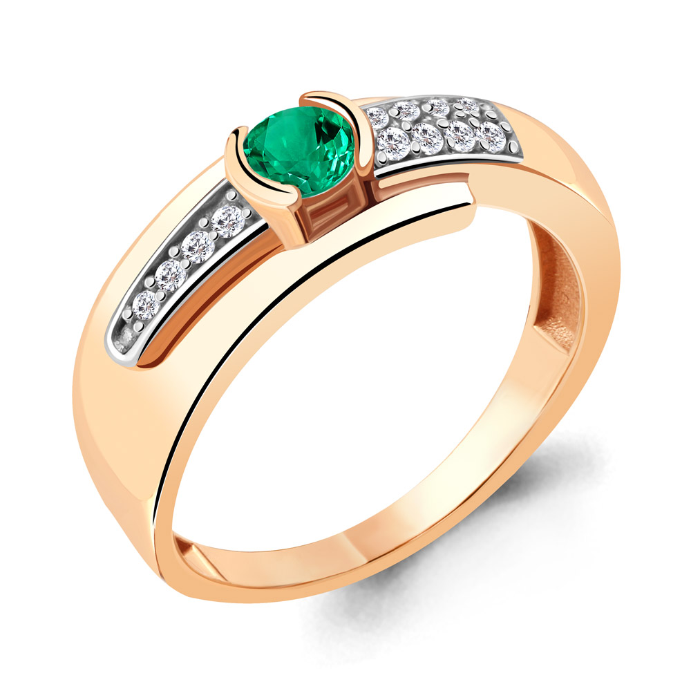 

Кольцо из серебра с изумрудом р.  Aquamarine 66651АГ_925_з, 66651АГ_925_з
