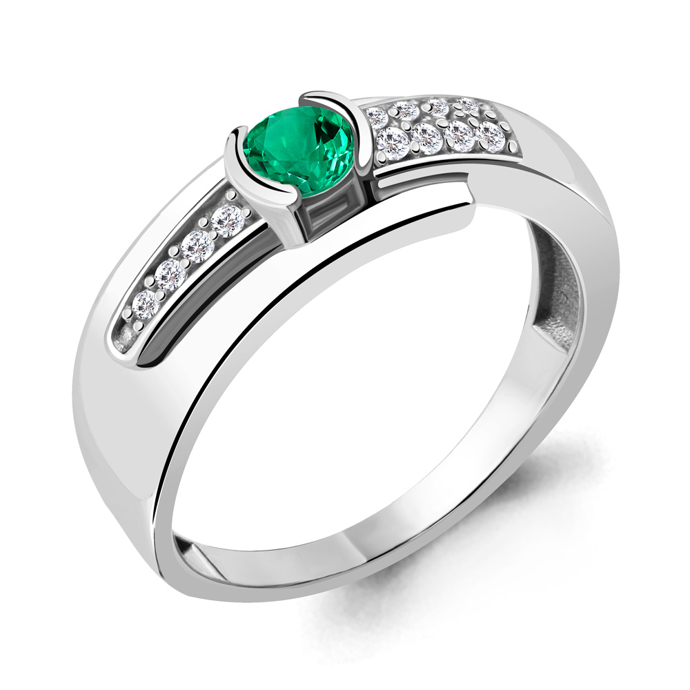 

Кольцо из серебра с изумрудом р.  Aquamarine 66651АГ_925_р, 66651АГ_925_р