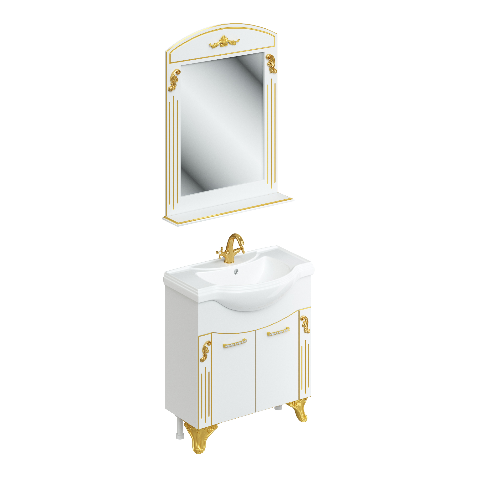 фото Комплект мебели для ванной даниэлааква касандра 80 патина, тумба, умывальник, шкаф-зеркало