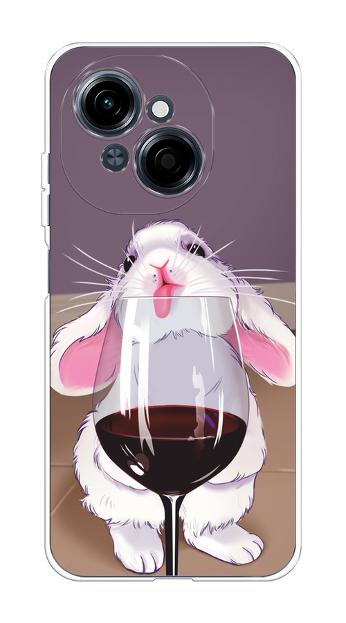 

Чехол на Tecno Spark Go 1/Pop 9 "Кролик с бокалом", Белый;розовый;красный, 309450-1