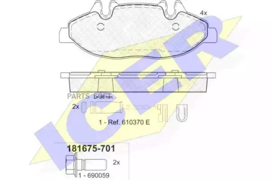 

Тормозные колодки ICER передние дисковые 181675701