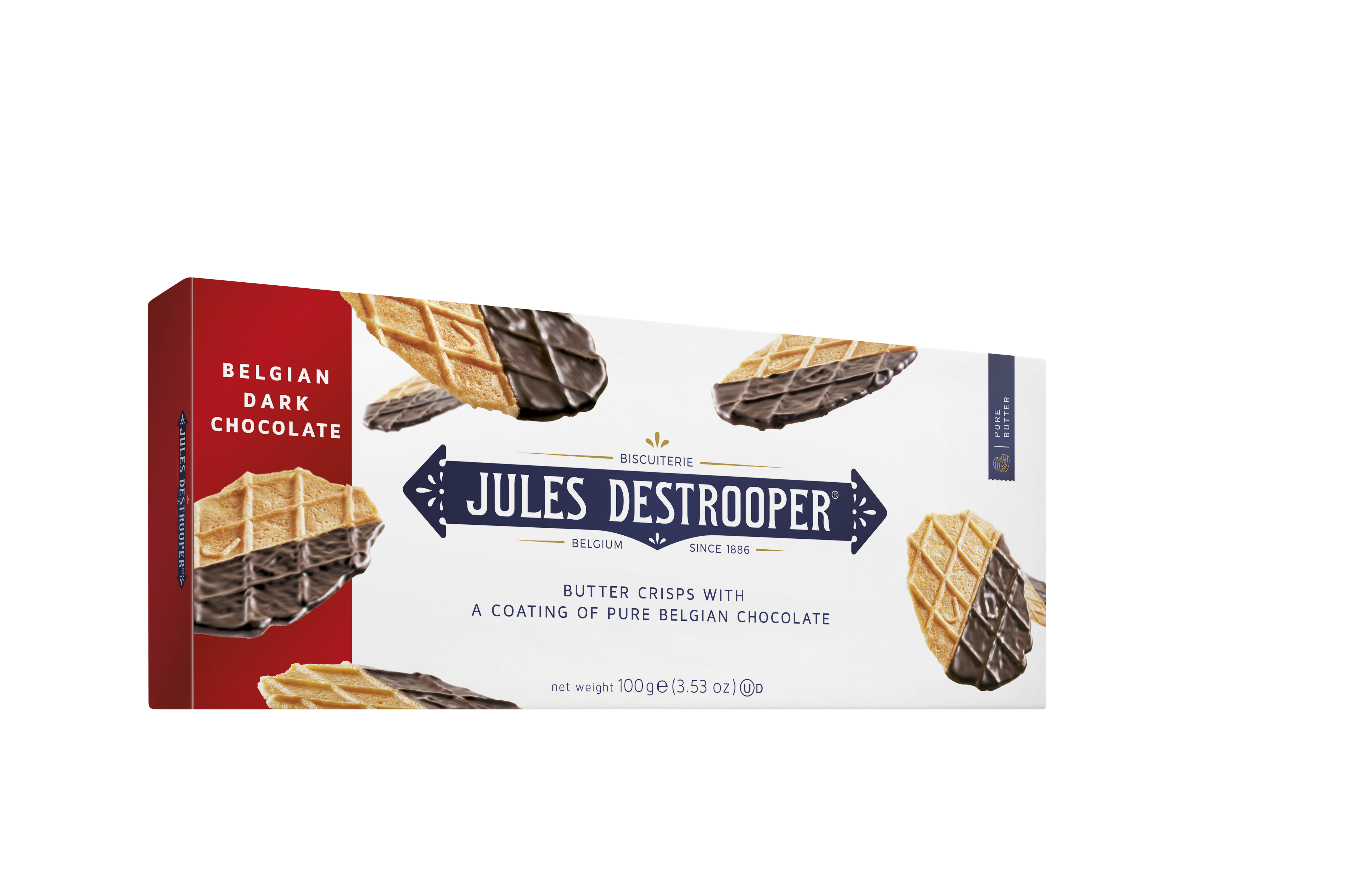 Печенье бельгийское Jules Destrooper Butter Crisps с темным шоколадом, 100 г