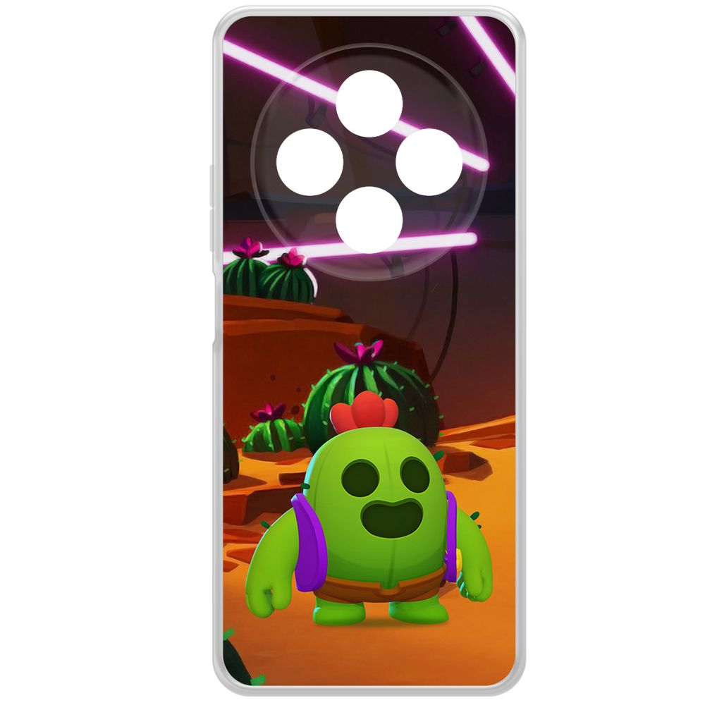 

Чехол-накладка Krutoff Clear Case Brawl Stars-Спайк для Xiaomi Redmi 14C/Poco C75, Прозрачный