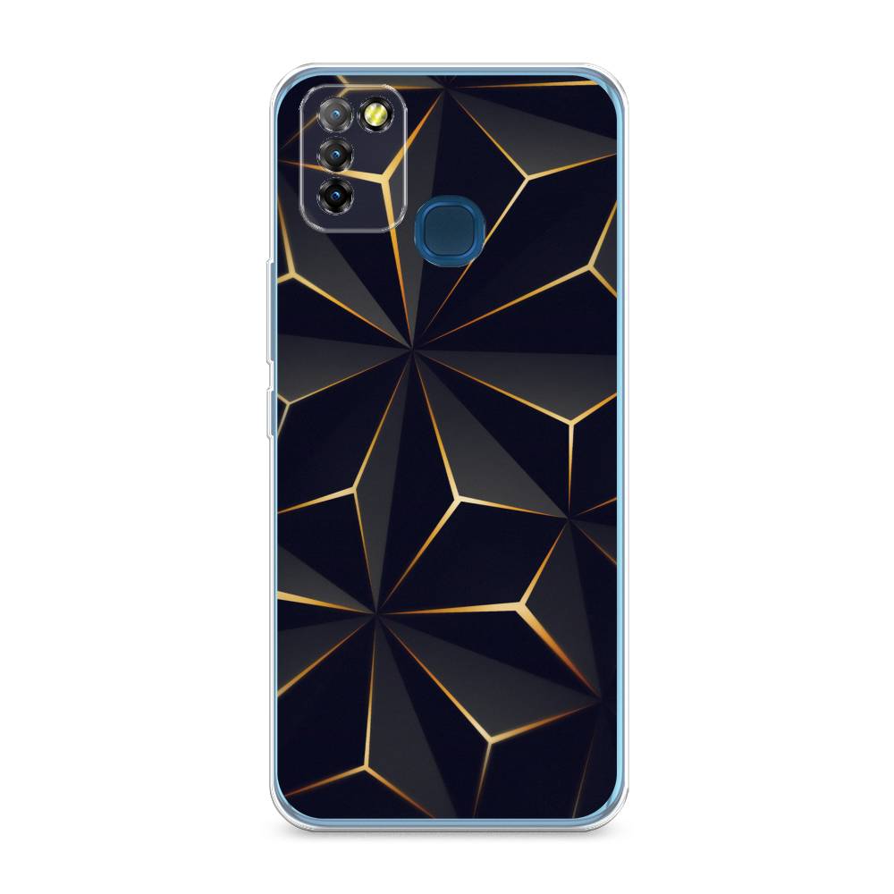 

Чехол на Infinix HOT 10 Lite "Черные полигоны", Золотистый;черный, 3100350-3