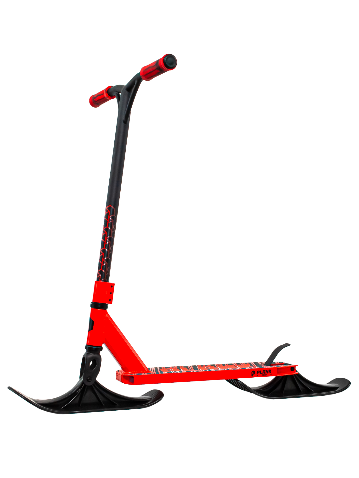 Трюковый самокат-снегокат PLANK TRITON RED-BLACK КРАСНЫЙ+лыжи