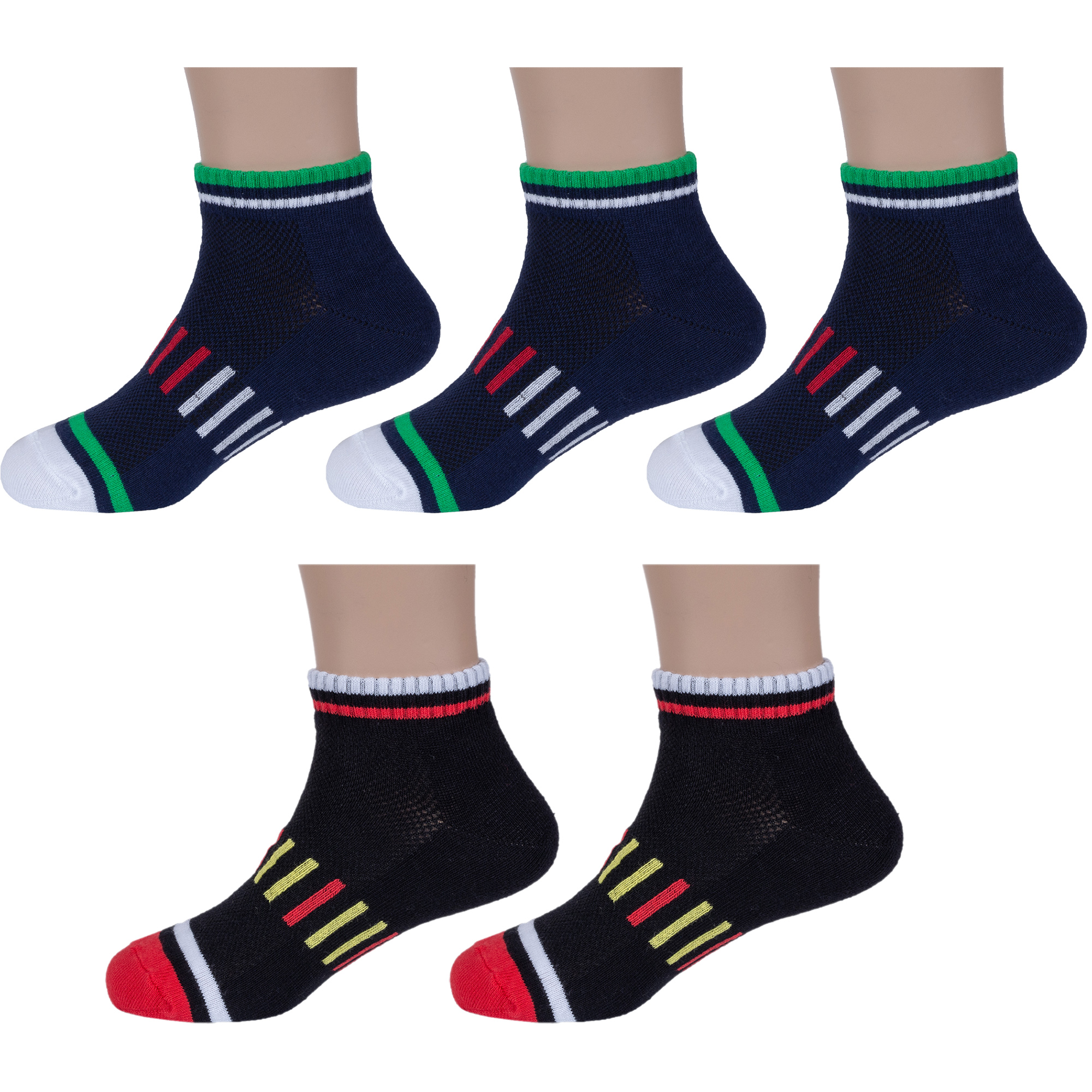 Носки для мальчиков ХОХ 5-SPD-15 цв. черный; синий; белый; зеленый; красный р. 26-28