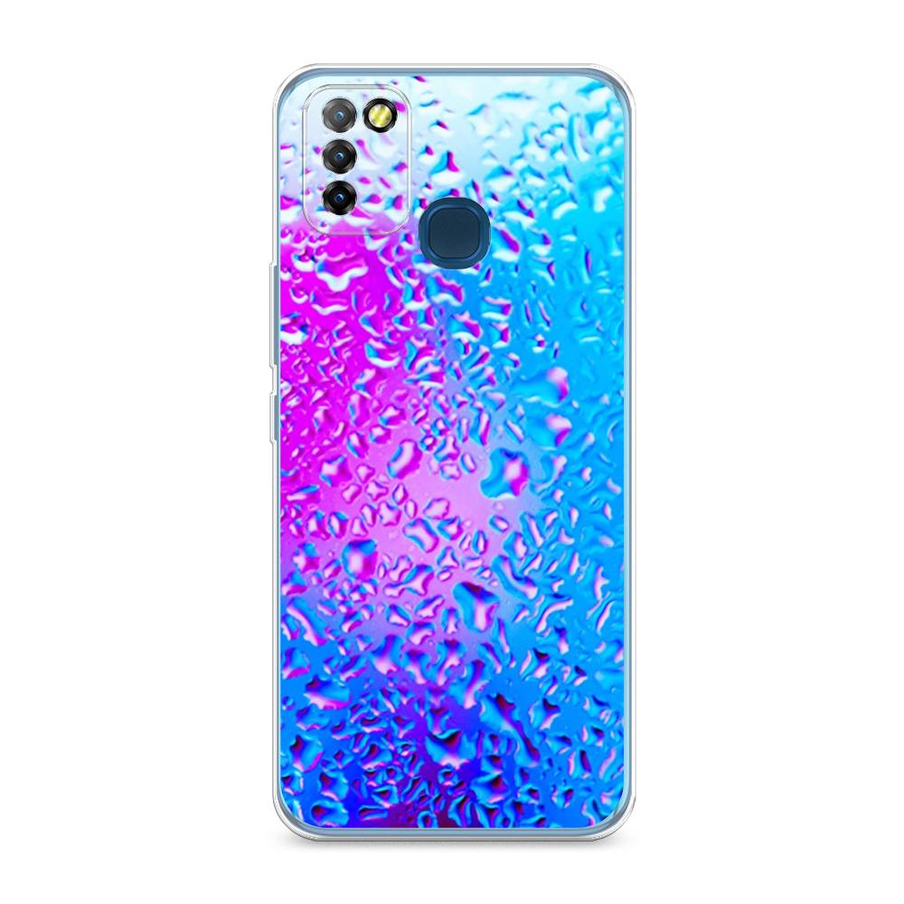 

Чехол на Infinix HOT 10 Lite "Капли на стекле", Голубой;розовый, 3100350-3