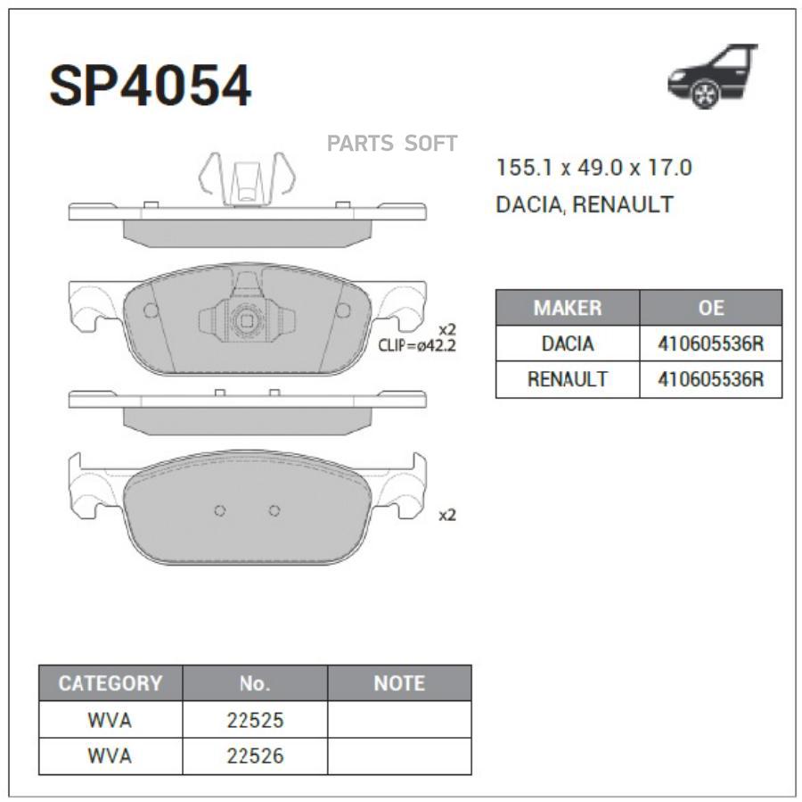 

Тормозные колодки Sangsin brake передние SP4054
