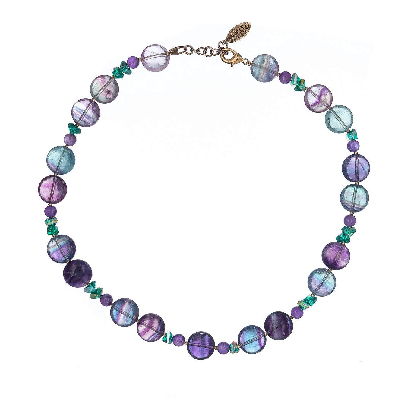 Бусы из бижутерного сплава 50 см Lanzerotti LZ-24.10-403, аметист/кристаллы/флюорит