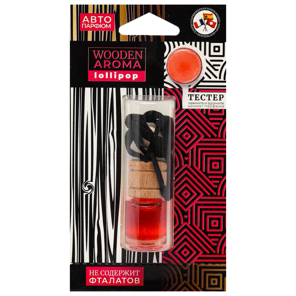 

Ароматизатор в машину Fouette Wooden Aroma WA-01 Lollipop, Красный