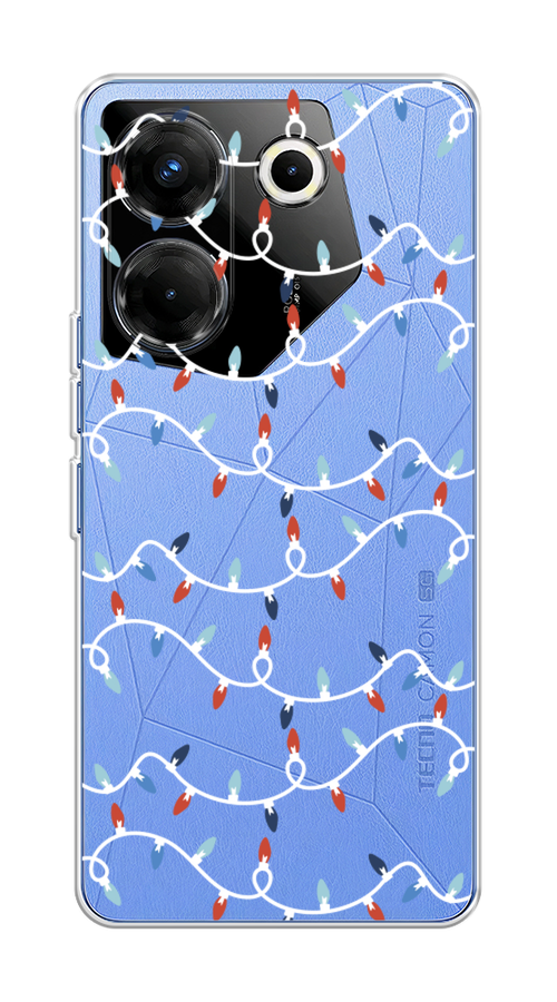

Чехол на Tecno Camon 20 Pro 5G "Разноцветная гирлянда", Белый;красный;синий, 304050-5