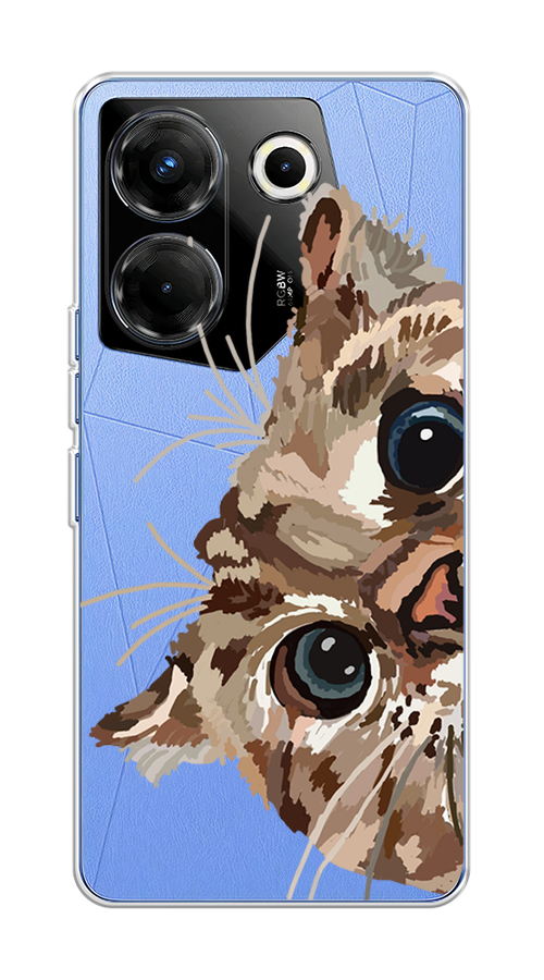 

Чехол на Tecno Camon 20 Pro 5G "Любопытный кот", Коричневый;синий;черный, 304050-1