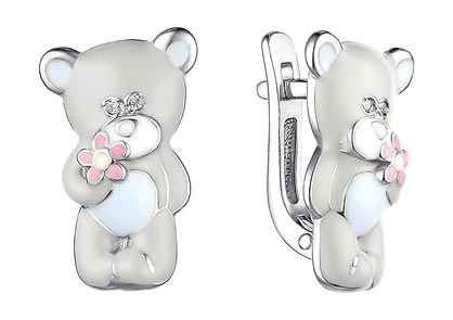 

Серьги из серебра с фианитом/эмалью Dewi 901022340-dv, 901022340-dv