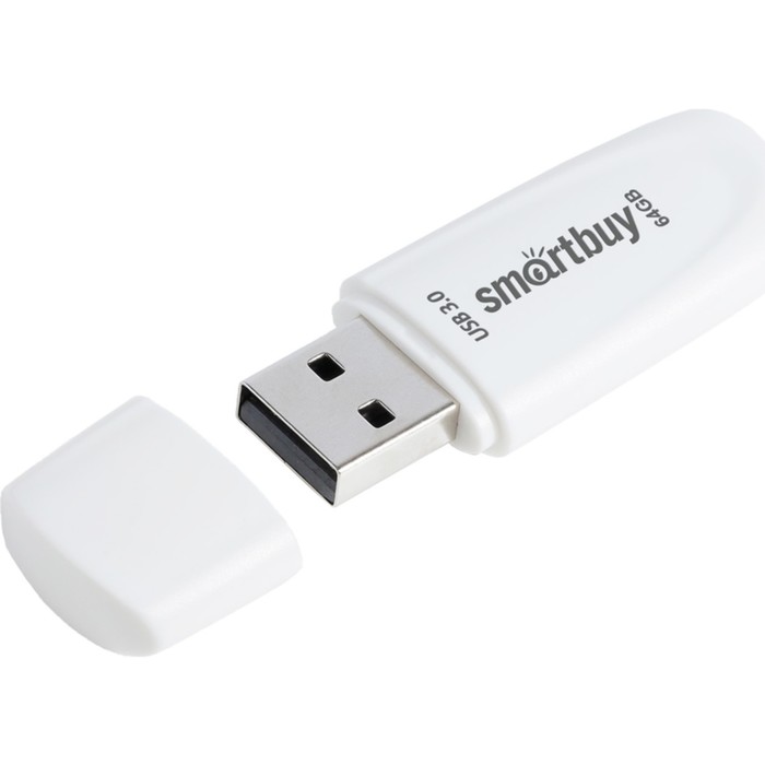 

Флешка Smartbuy 064GB3SCW, 64 Гб, USB3.0, чт до 100 Мб/с, зап до 40 Мб/с, White