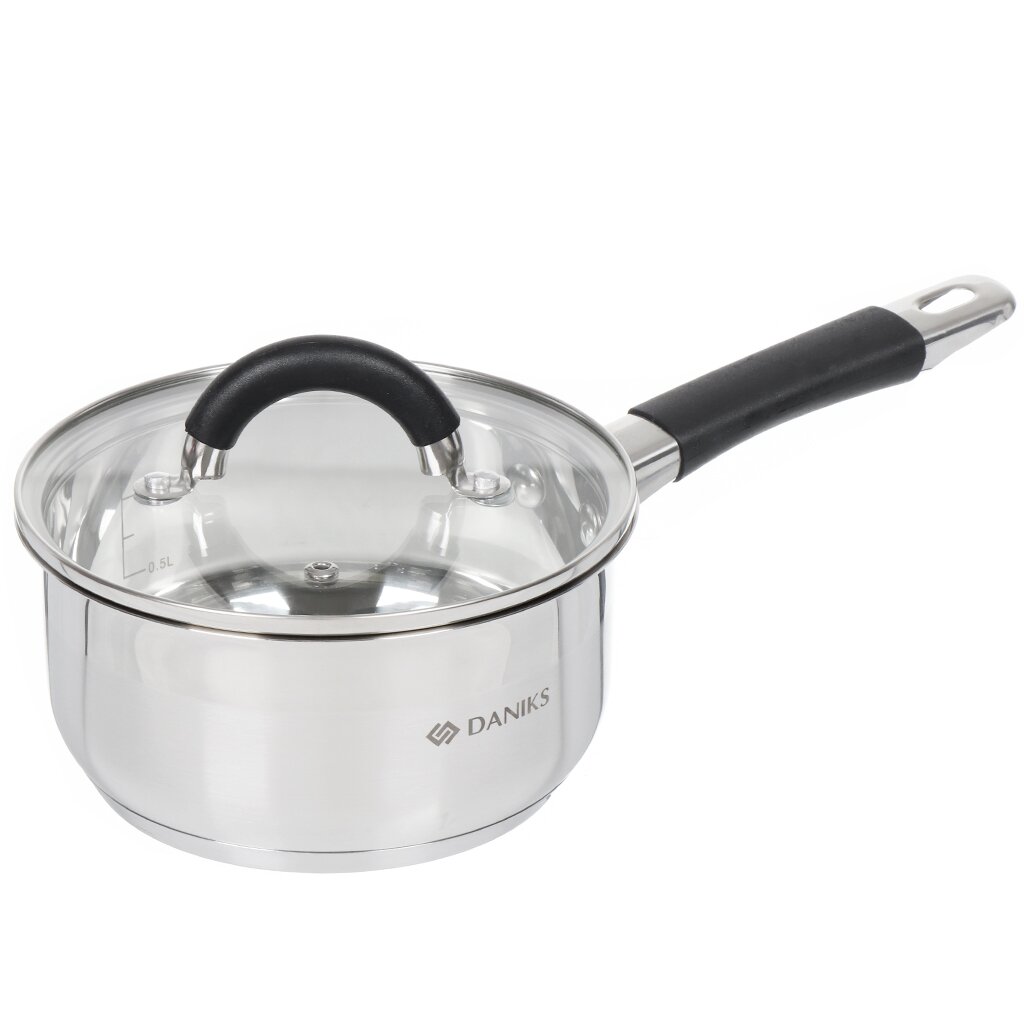 

Ковш DANIKS 1,6 л серебристый; черный, Турин GS-01413-16SP 1.6 л