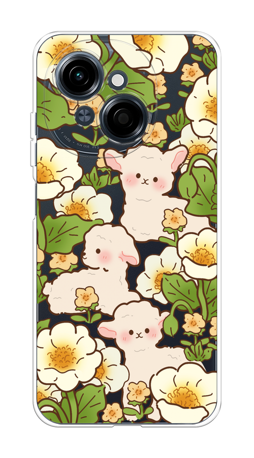 

Чехол на Tecno Spark Go 1/Pop 9 "Овечки в цветах", Зеленый;бежевый, 309450-1