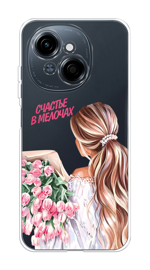 

Чехол на Tecno Spark Go 1/Pop 9 "Простые радости", Прозрачный;розовый;белый;бежевый, 309450-1