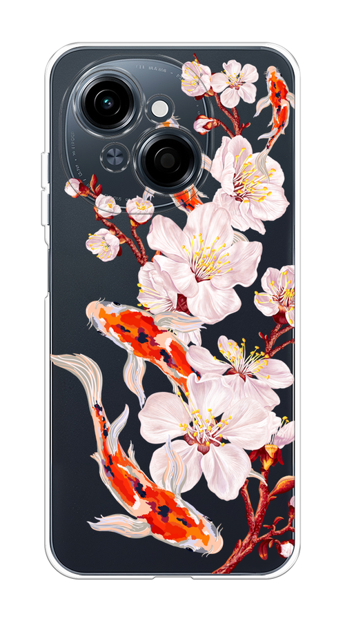 

Чехол на Tecno Spark Go 1/Pop 9 "Карпы и сакура", Оранжевый;розовый;бежевый;прозрачный, 309450-1
