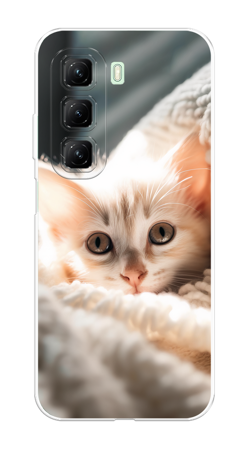 

Чехол на Infinix Hot 50 4G "Белый шкодливый котенок", Серый;белый;бежевый;оранжевый, 3106550-1