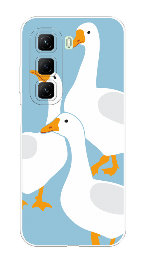 

Чехол на Infinix Hot 50 4G "Гусиное трио", Голубой;белый;серый;желтый, 3106550-1