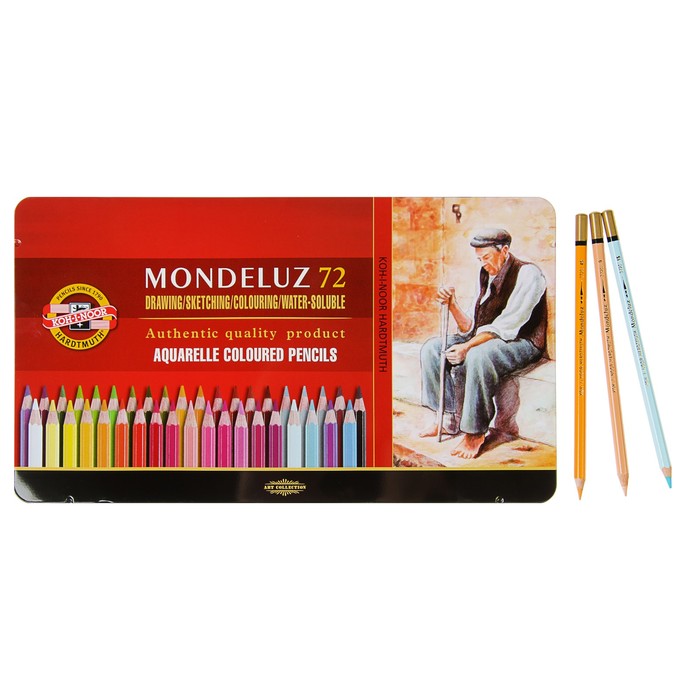 

Карандаши акварельные набор 72 цвета, Koh-I-Noor Mondeluz 3727, в металлическом пенале