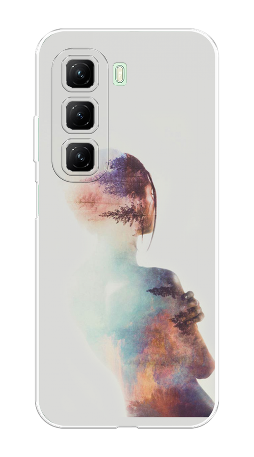 

Чехол на Infinix Hot 50 4G "Девушка-лес", Розовый;голубой;серый, 3106550-1