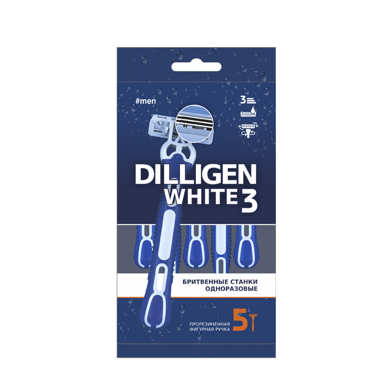 Станки одноразовые Dilligen White 3, 5 шт подарочный набор dilligen ocean power шампунь для волос гель для душа 250 250 мл