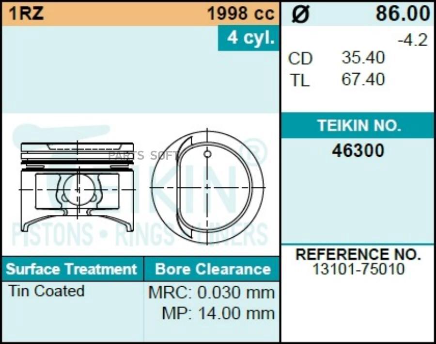 TEIKIN Поршень двигателя TEIKIN 46300 0.50 (4шт/упак)