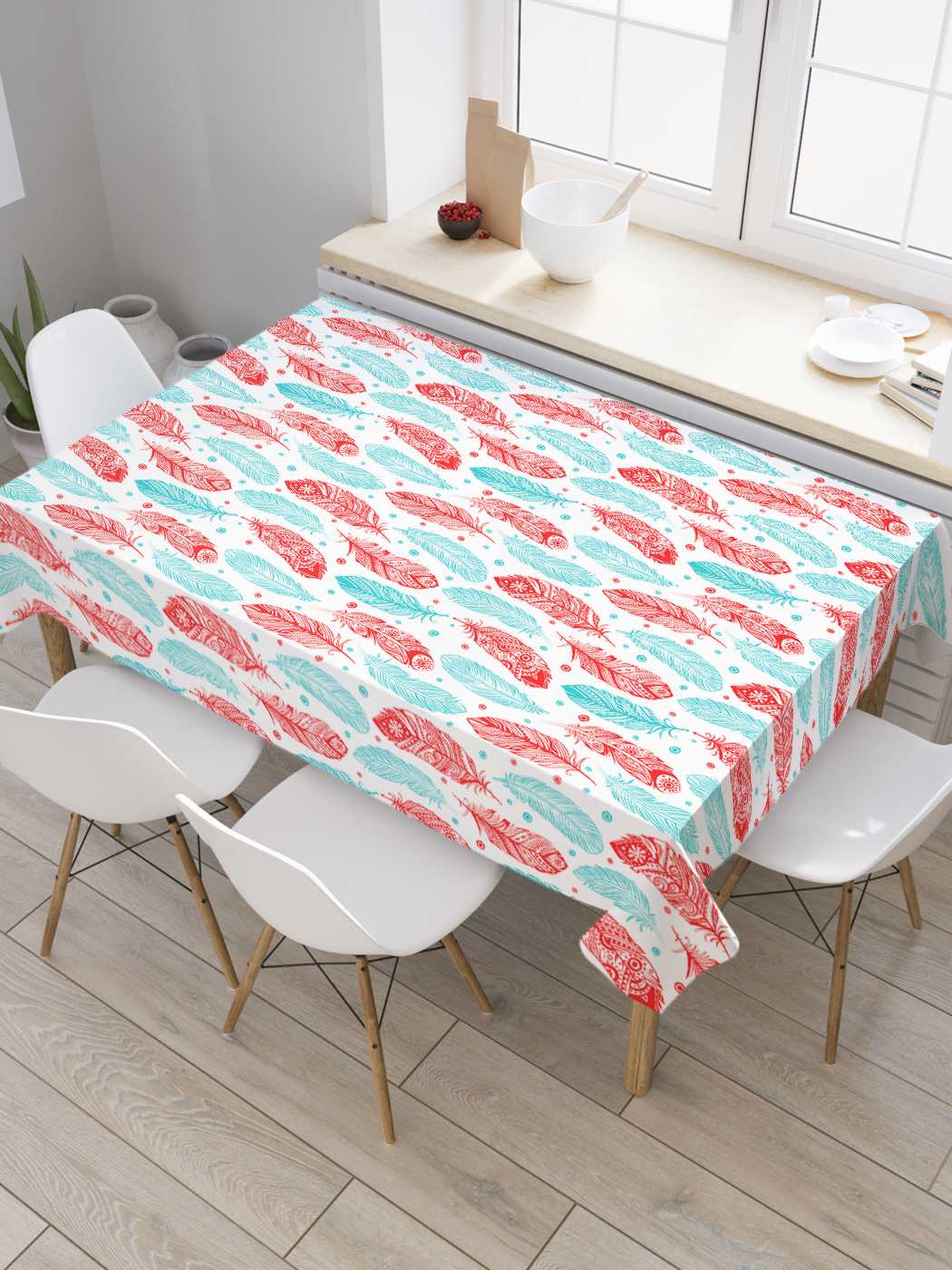 

Скатерть прямоугольная JoyArty "Перья добра" из оксфорда, 180x145 см, Перья добра