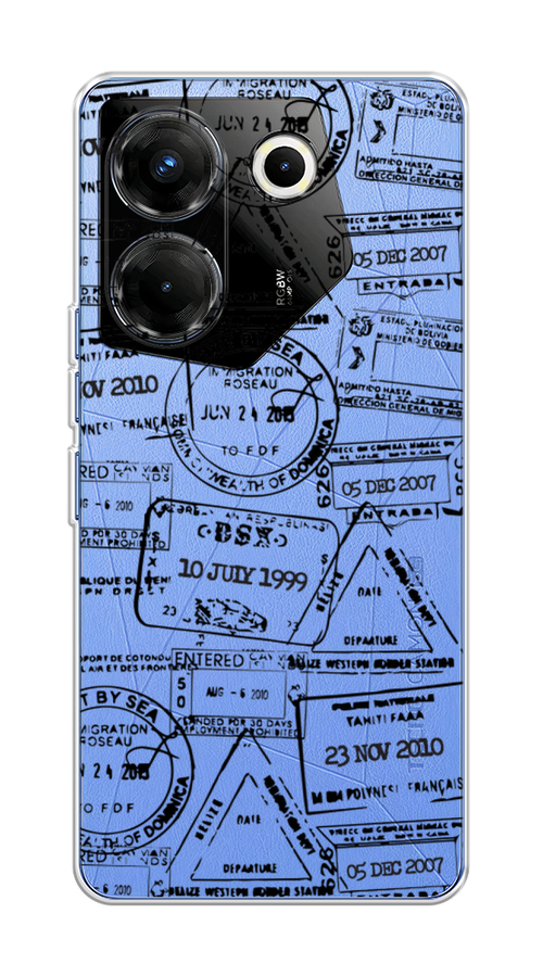

Чехол на Tecno Camon 20 Pro 5G "Visa stamps 2", Белый;черный;серый, 304050-2