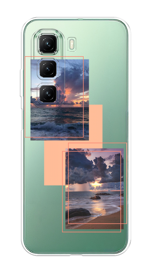 

Чехол на Infinix Hot 50 4G "Sky collage", Розовый;прозрачный;синий, 3106550-1