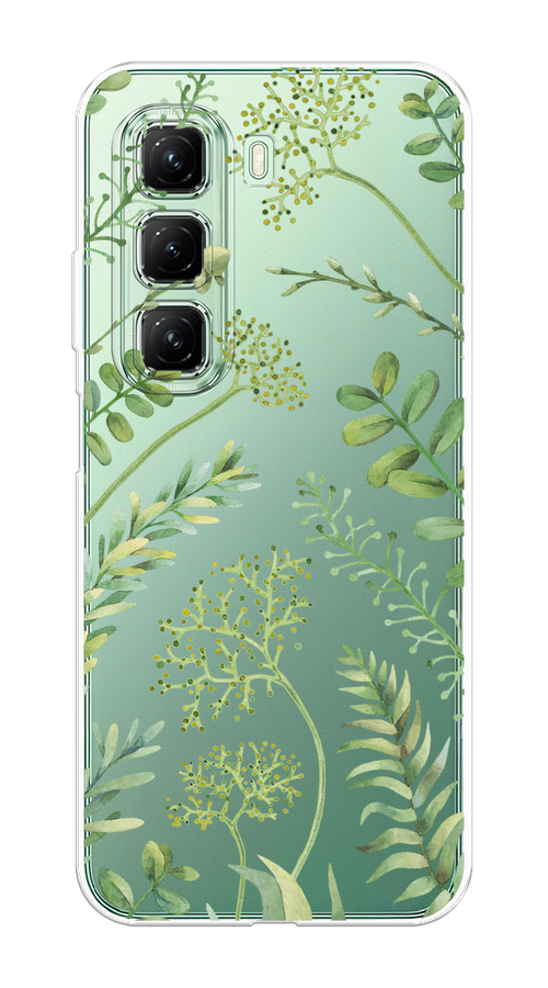 

Чехол на Infinix Hot 50 4G "Green Leaves", Зеленый;прозрачный, 3106550-1