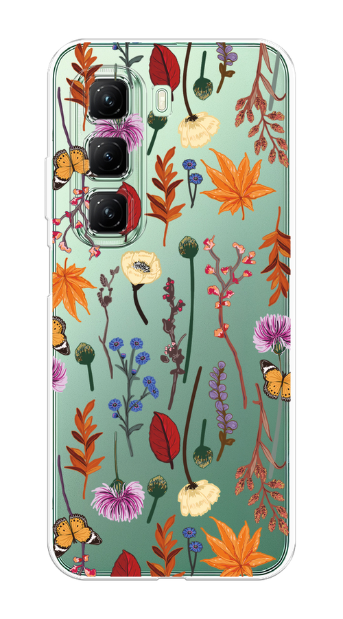 

Чехол на Infinix Hot 50 4G "Orange Purple flowers", Оранжевый;красный;розовый;желтый;прозрачный, 3106550-1