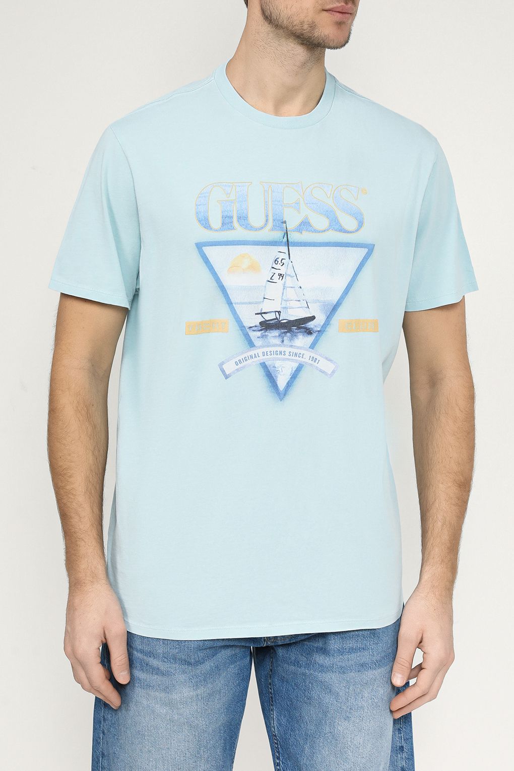 

Футболка мужская Guess M4GI40 K9RM1 голубая XL, Голубой, M4GI40 K9RM1