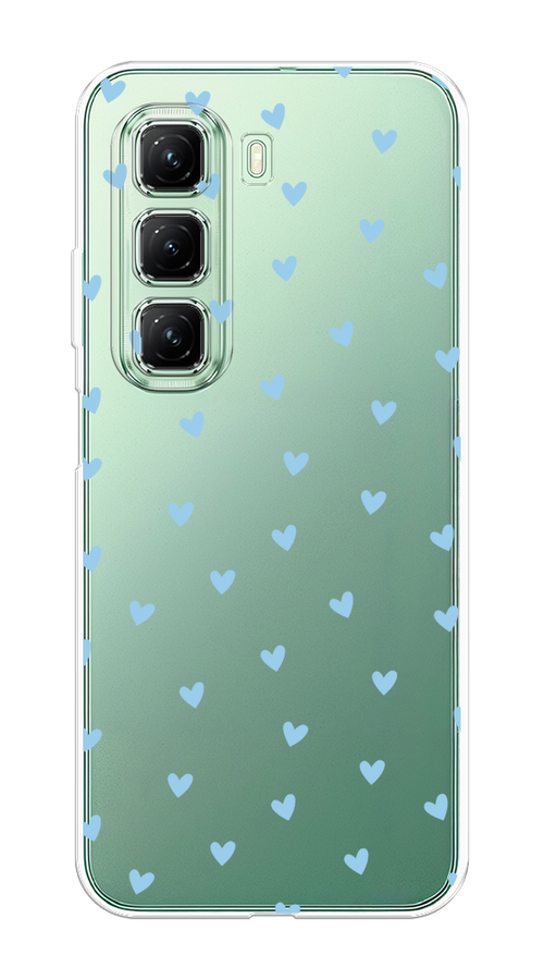 

Чехол на Infinix Hot 50 4G "Голубые сердечки паттерн", Голубой;прозрачный, 3106550-1