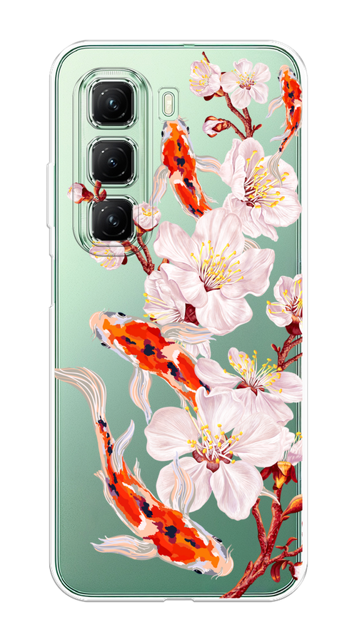 

Чехол на Infinix Hot 50 4G "Карпы и сакура", Оранжевый;розовый;бежевый;прозрачный, 3106550-1
