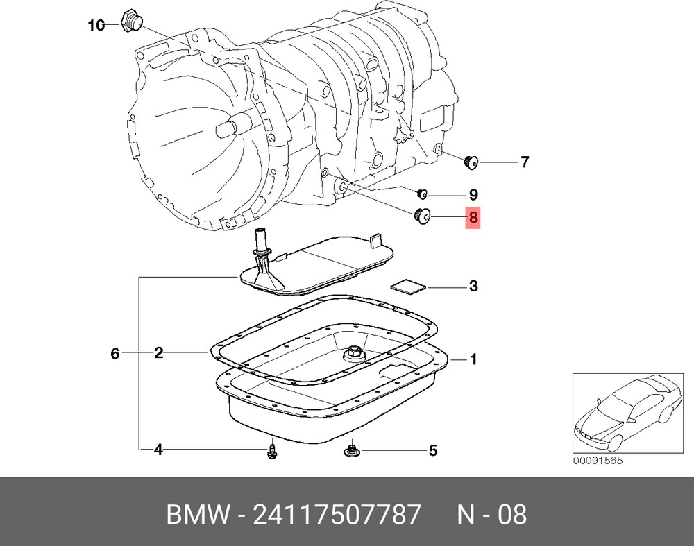 BMW 24117507787 Резьбовая пробка с наруж шестигранником BMW E46 E53 E83 Sedan () 1шт