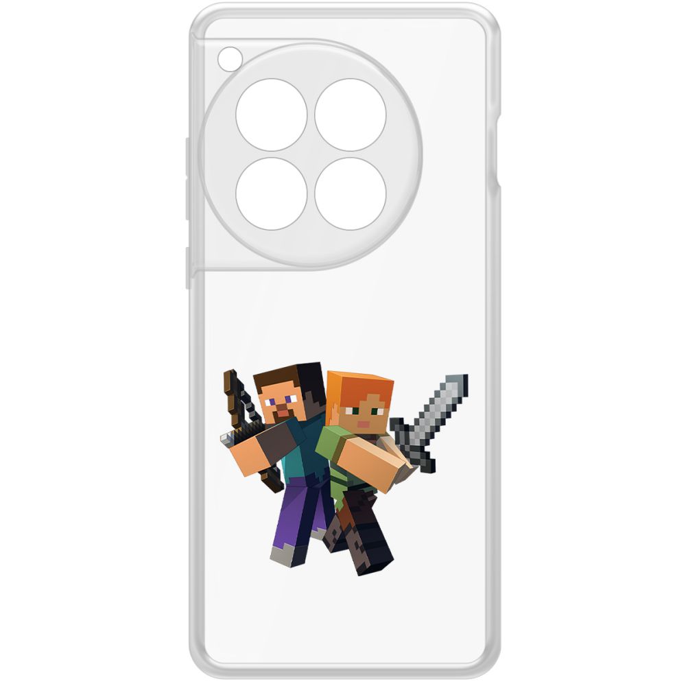 

Чехол-накладка Krutoff Clear Case Minecraft-Стив и Алекс для OnePlus 12, Прозрачный