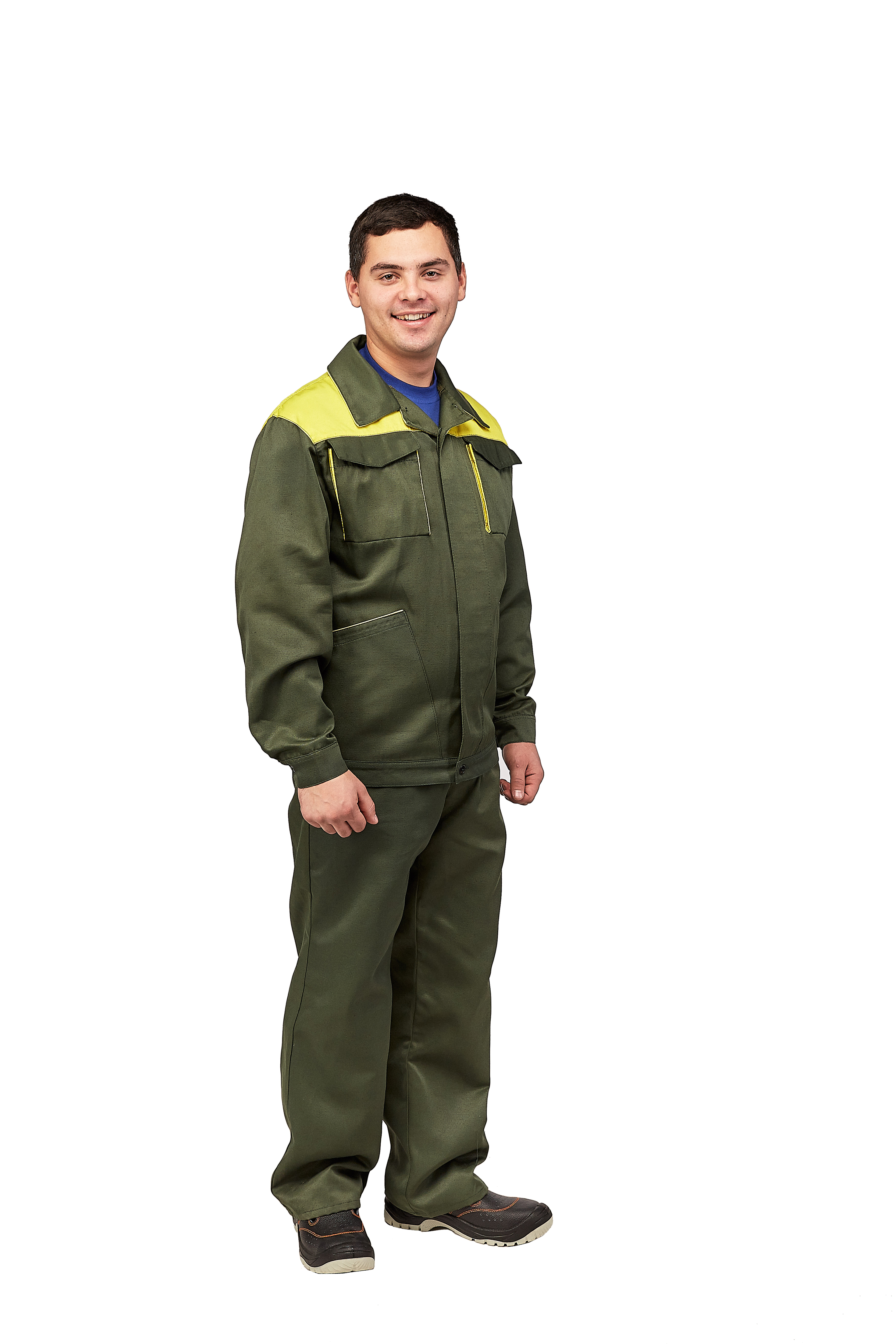Костюм рабочий мужской летний Профи, зелено-желтый, 52-54/182-188
