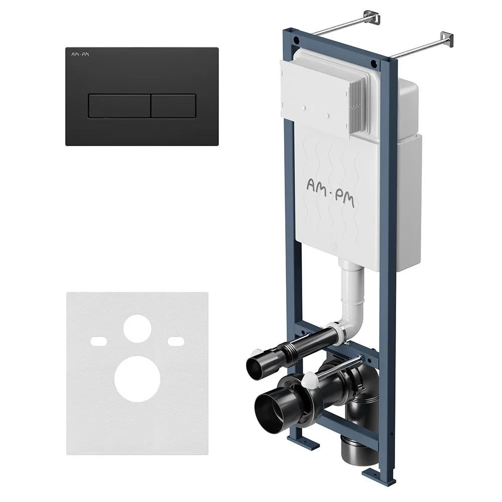 

Инсталляция AM.PM ErgoFit L I012711.0338 для подвесного унитаза, черная матовая клавиша, I012711