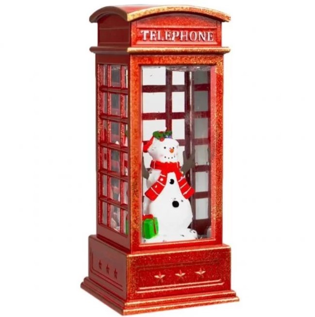 фото Светильник новогодний luazon lighting снеговик в телефонной будке 5104339 белый теплый