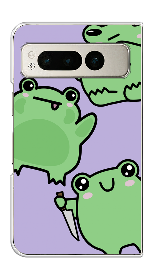 

Чехол на Google Pixel Fold "Опасные лягушата", Фиолетовый;зеленый;черный, 271850-1