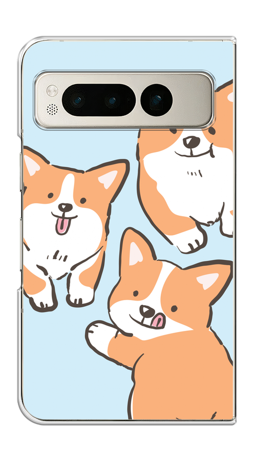 

Чехол на Google Pixel Fold "Милые корги", Бежевый;голубой;коричневый, 271850-1