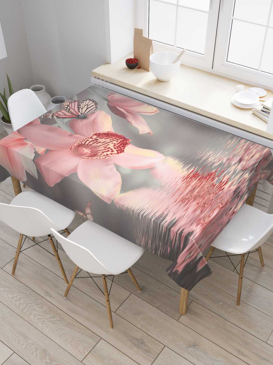 

Скатерть прямоугольная JoyArty "Легенда о цветке" из оксфорда, 180x145 см, Фиолетовый, Легенда о цветке