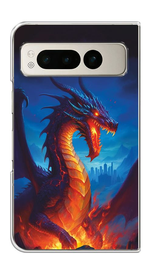 

Чехол на Google Pixel Fold "Дракон над лавой", Оранжевый;коричневый;синий, 271850-1
